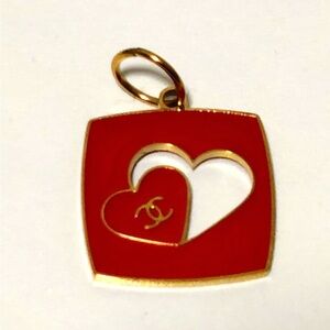 Chanel Red Gold Heart Valentine Charm Metal New Limited